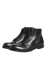 Dolce & Gabbana Black Lace Up Short Ankle Boots Men Shoes