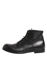 Dolce & Gabbana Black Lace Up Short Ankle Boots Men Shoes
