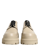 Dolce & Gabbana Beige Lace Up Trekking Derby Men Dress Shoes