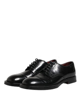 Dolce & Gabbana Black Lace Up Leather Dress Derby Men Shoes