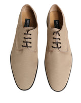 Dolce & Gabbana Beige Canvas Derby Lace Up Dress Men Shoes