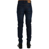 Frankie Morello Blue Cotton Slim Fit Jeans