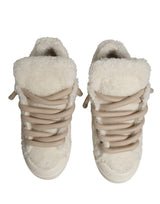 Dolce & Gabbana White Faux Shearling Low Top Sneakers  Shoes