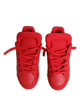 Dolce & Gabbana Red Leather Lace Up Low Top Sneakers Shoes