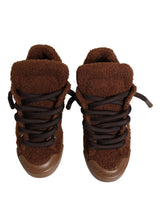 Dolce & Gabbana Brown Faux Shearling Low Top Sneakers Shoes