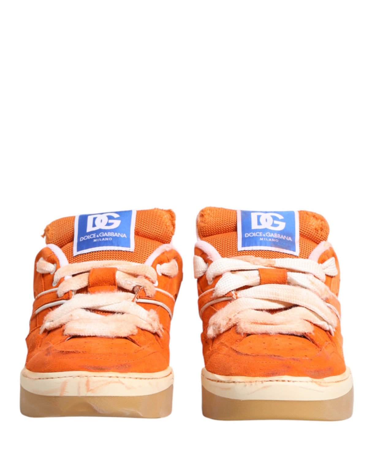 Dolce & Gabbana Orange Suede New Roma Low Top Sneakers Shoes