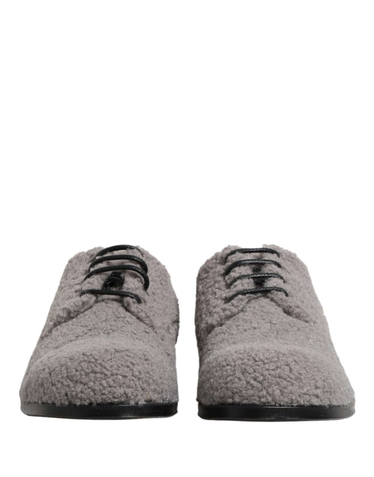 Dolce & Gabbana Gray Fleece Lace Up Men Derby Dress Shoes