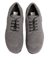 Dolce & Gabbana Gray Fleece Lace Up Men Derby Dress Shoes