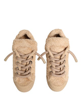 Dolce & Gabbana Shoes Beige Faux Shearling Low Top Sneakers
