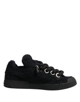 Dolce & Gabbana Black Faux Shearling Low Top Sneakers Shoes
