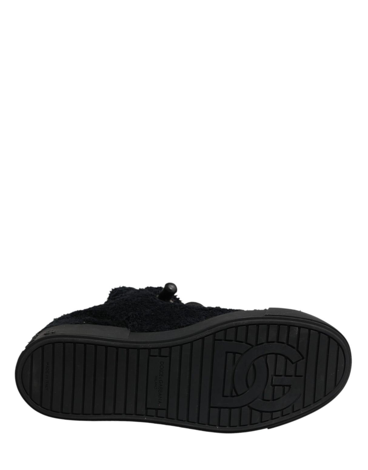 Dolce & Gabbana Black Faux Shearling Low Top Sneakers Shoes