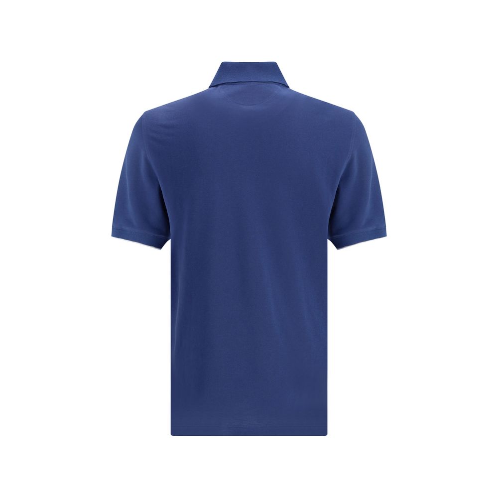 Brunello Cucinelli Blue Cotton Polo Shirt