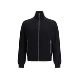 Prada Black Fleece Wool Full-Length Jacket