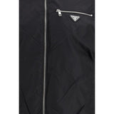 Prada Black Fleece Wool Full-Length Jacket