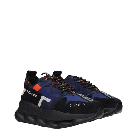 Versace Blue Fabric Athletic Sneakers