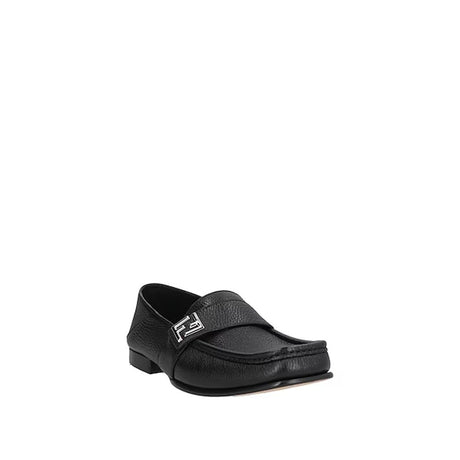 Fendi Black Calfskin Slip-On Loafers