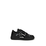 Valentino Garavani Black Calf Leather Bos Taurus Low Top Sneakers