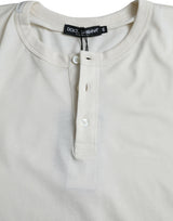 Dolce & Gabbana White Cotton Long Sleeve T-Shirt