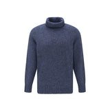 Brunello Cucinelli Blue Alpaca Leather Turtleneck