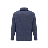 Brunello Cucinelli Blue Alpaca Leather Turtleneck