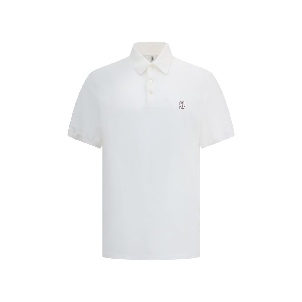 Brunello Cucinelli White Cotton Polo Shirt