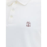 Brunello Cucinelli White Cotton Polo Shirt