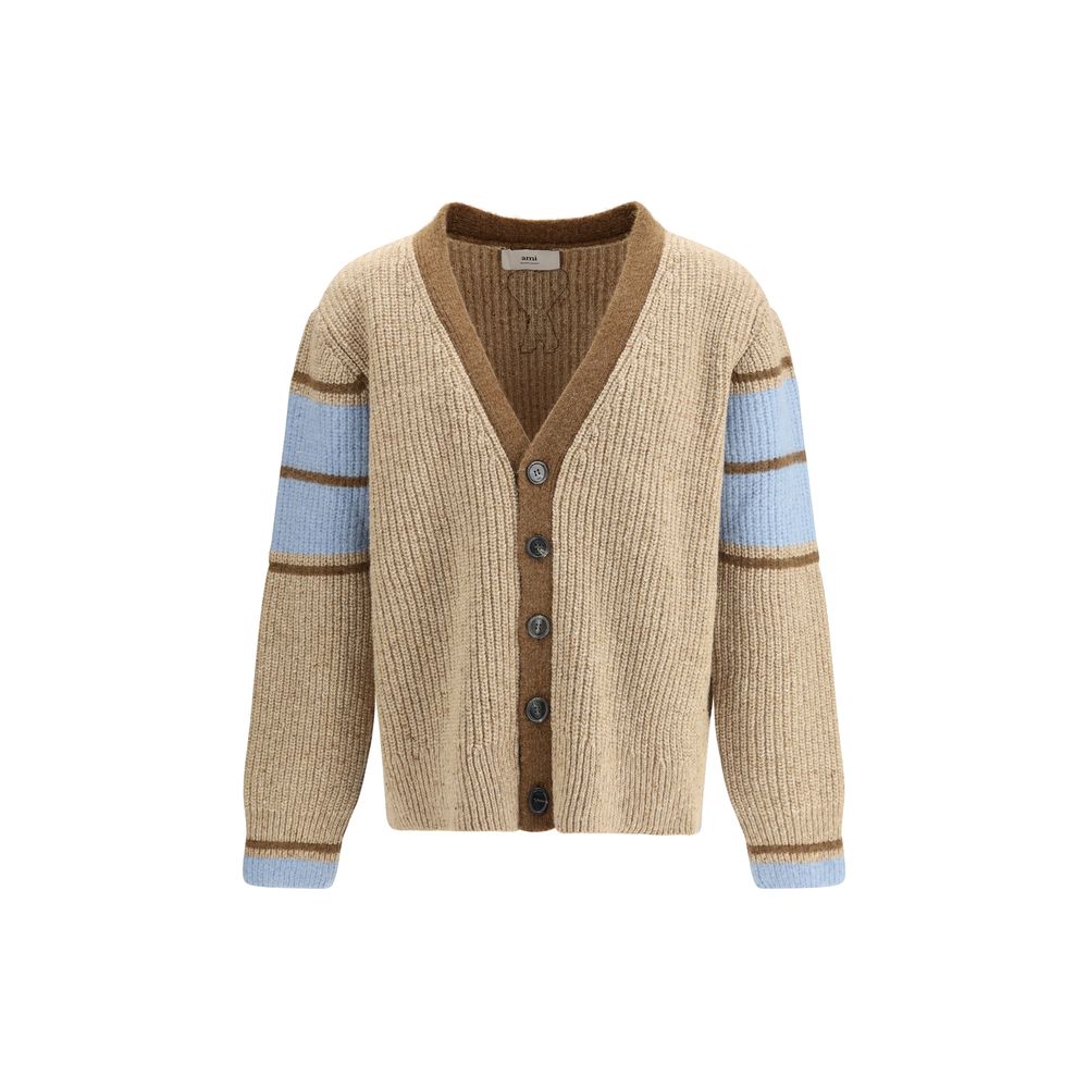 Ami Paris Beige Wool Cardigan