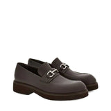 Salvatore Ferragamo Brown Calfskin Slip-On Loafers