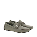 Salvatore Ferragamo Gray Calfskin Slip-On Loafers