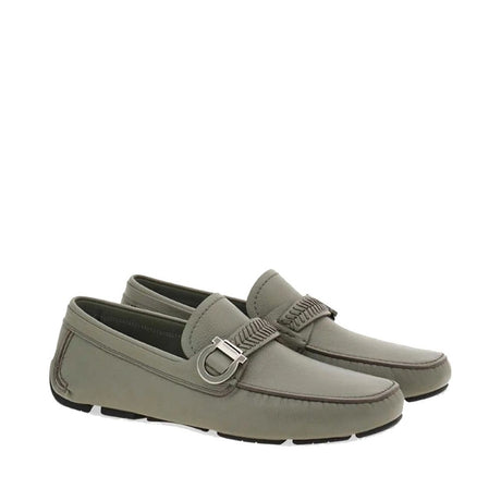 Salvatore Ferragamo Gray Calfskin Slip-On Loafers