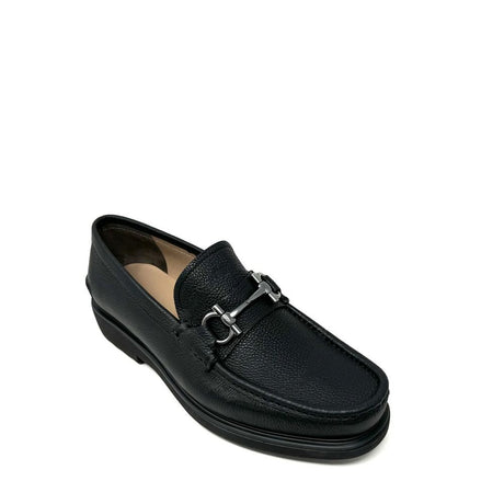 Salvatore Ferragamo Black Calfskin Slip-On Loafers