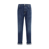 Brunello Cucinelli Blue Cotton Straight-Leg Jeans