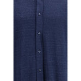 Brunello Cucinelli Blue Linen Dress Shirt