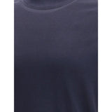 Brunello Cucinelli Blue Cotton Long Sleeve T-Shirt