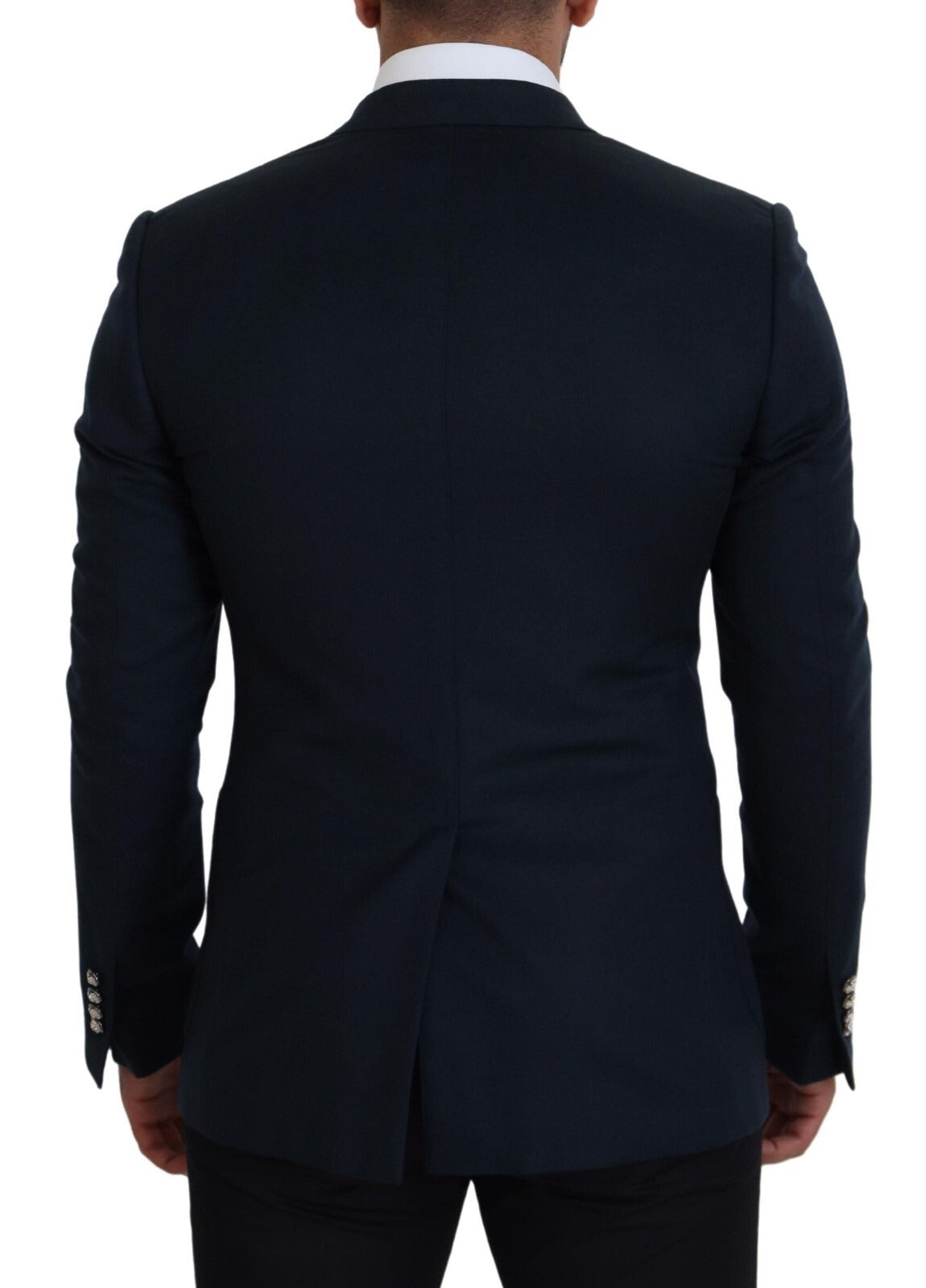 Dolce & Gabbana Blue Double Breasted Formal Coat Blazer