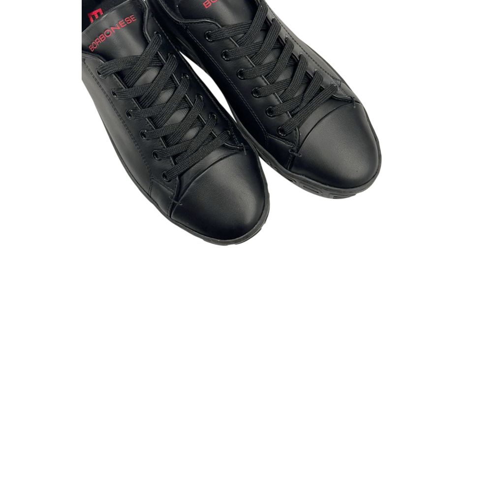 Borbonese Black Leather Men Sneaker