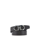 Ferragamo Black Calf Leather Bos Taurus Regular Belt