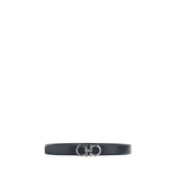 Ferragamo Black Calf Leather Bos Taurus Regular Belt