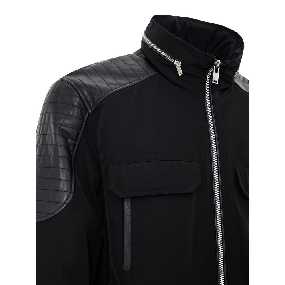 Moose Knuckles Black Nylon Biker Jacket