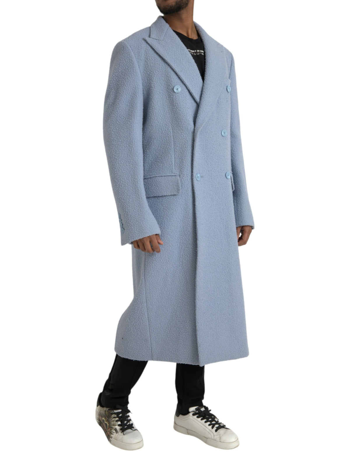 Dolce & Gabbana Light Blue Cashmere Trench Coat