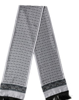 Dolce & Gabbana Grey Silk Geometric Print Pattern Fringe 140cm X 18cm Scarf