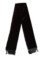 Dolce & Gabbana Black Red Rayon Geometric Pattern Fringe 140cm X 16cm  Scarf