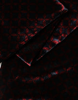 Dolce & Gabbana Black Red Rayon Geometric Pattern Fringe 140cm X 16cm  Scarf