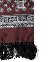 Dolce & Gabbana Bordeaux Silk Fringe Shawl Neck Wrap 142cm X 15.5cm  Scarf