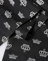 Dolce & Gabbana Black Silk Crown Fringes Neck Wrap Shawl 136cm X 15cm Scarf