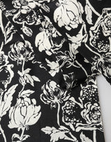 Dolce & Gabbana Black White Silk Floral Print Fringe 136cm X 15.5cm  Scarf