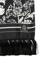 Dolce & Gabbana Black White Silk Floral Print Fringe 136cm X 15.5cm  Scarf
