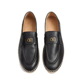 Valentino Garavani Black Leather Espadrilles