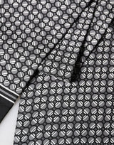 Dolce & Gabbana Black Silk Geometric Fringed Foulard 140cm x 15cm Scarf