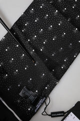 Dolce & Gabbana Black White Silk Dotted Print Foulard 140cm X 15cm Scarf